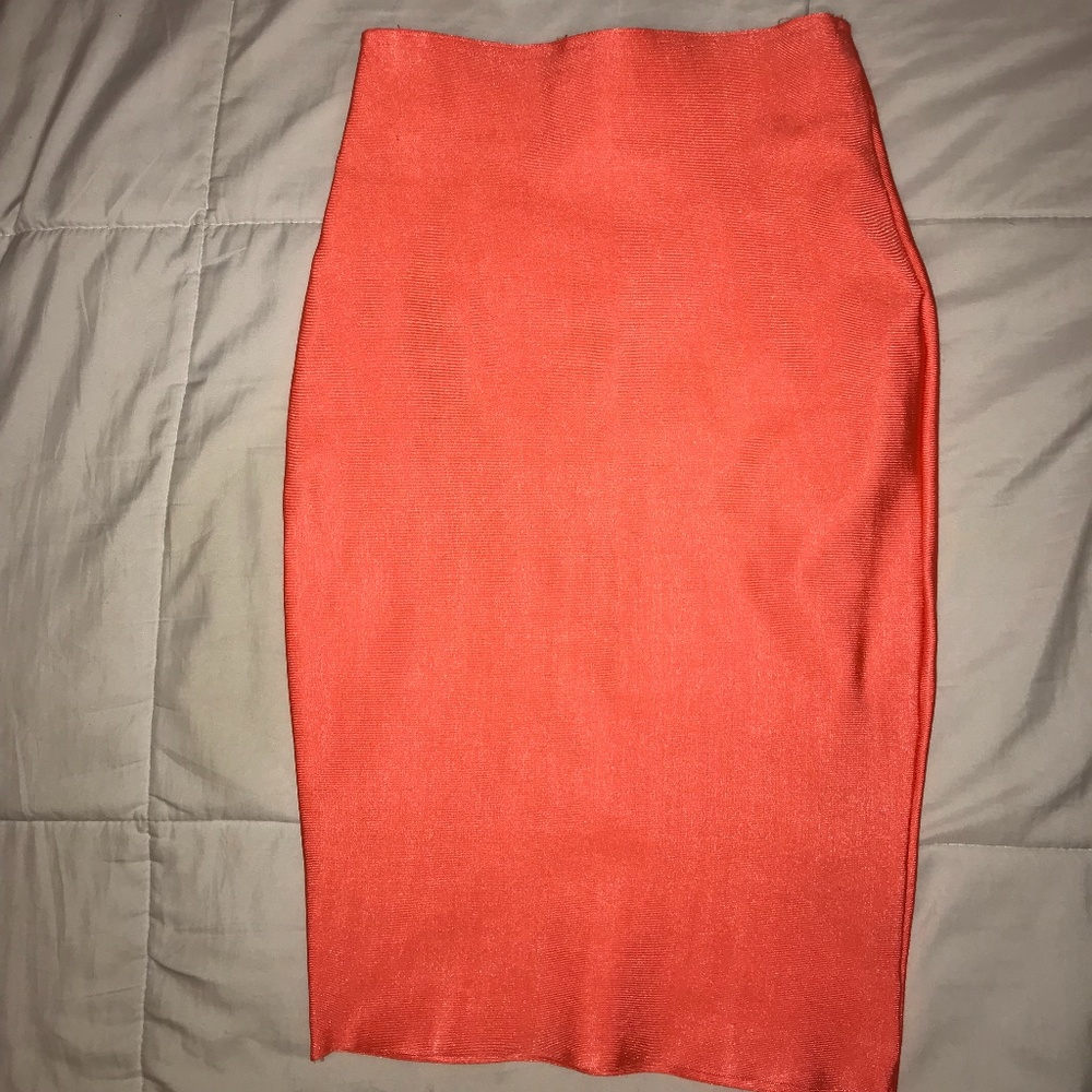 Neon Orange Stretch Skirt